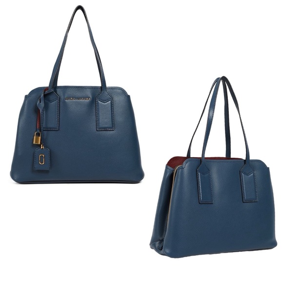 SOLD!!Mark Jacobs The Editor Logo Leather Tote Bag in Blue Sea - Picture 2 of 10